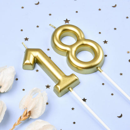 2.76 Inch Classical Gold 5 Number Birthday Candles, Gold Number Candles, Cake Number Candles, Party Celebration
