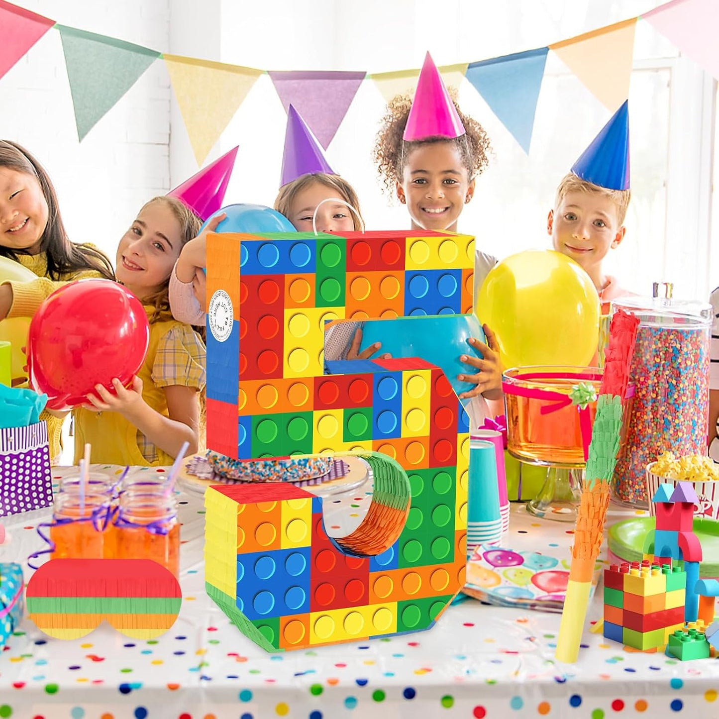 Hooqict Mexican Pinata with Blindfold and Bat Stick Party Pinata for Fiesta Carnival Cinco de Mayo Decorations Kids Adults Mexican Party Games Birthday Party Supplies