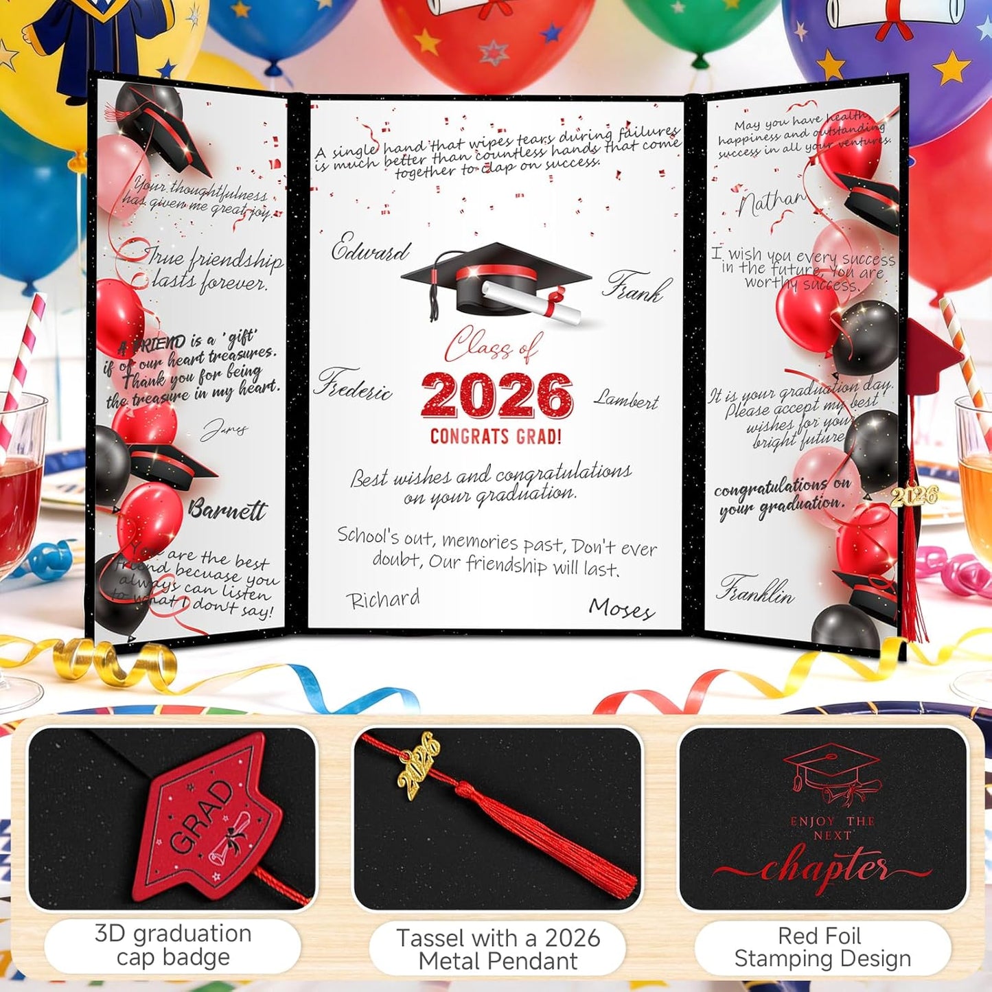 kockuu 2026 Graduation Guest Book Signature Board, Pink Class of 2026 Graduation Sign in Book to Sign Decor for Grad Party High School College Grad Gifts