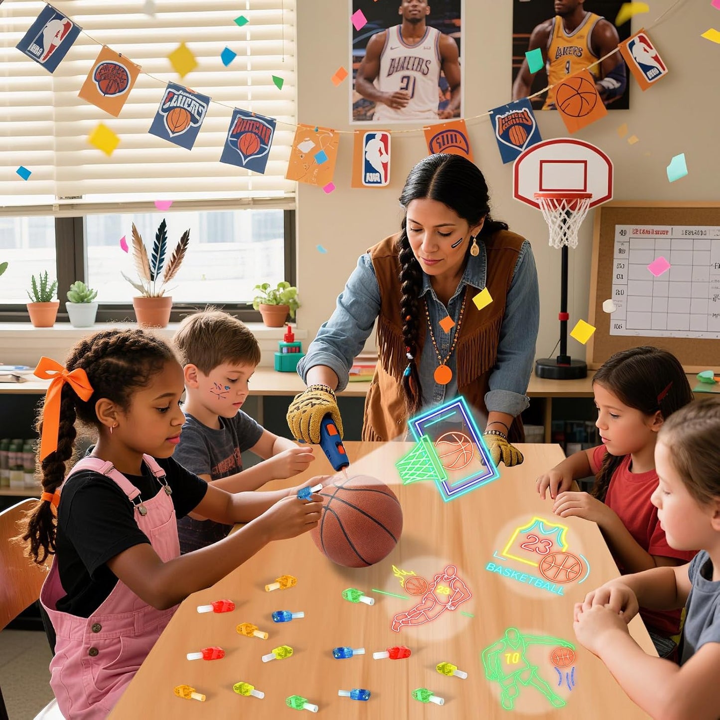 36Pcs Basketball Themed LED Finger Lights Basketball Party Favors Glow in the Dark Light Up Finger Lights Sport Themed Toys Bulk for Kids Sport Birthday Goodie Bags Stuffers Classroom Prizes Gifts