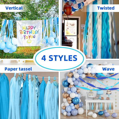 PIGETALE Crepe Paper Streamers 4 Rolls 328ft, Pack of Unique 3 Purple and White Party Streamer for Birthday Wedding Ceremony Baby Shower Party Decorations DIY Supplies Art Crafts (1.8Inch x 82Ft/Roll)