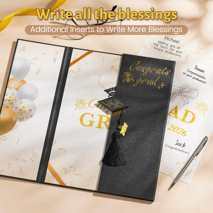 Graduation Decorations 2026 Pink,Graduation Guest Book,Autograph Book with Tassel Class of 2026 Graduate Party Decorations,Graduation Signature Guest Book