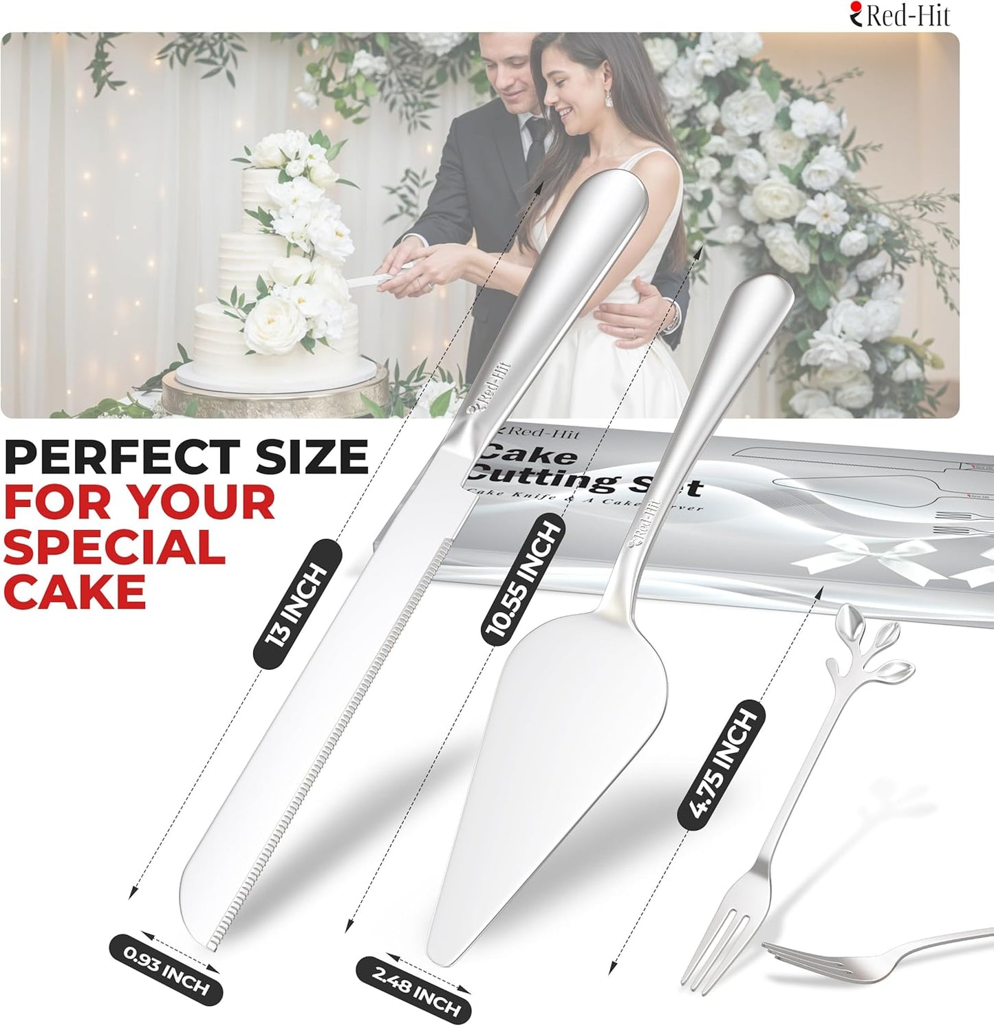 Cake Cutting Set for Wedding Cake Knife and Server Set, Cake Cutter and Pie Spatula, Cake Server and Knife Set of 2