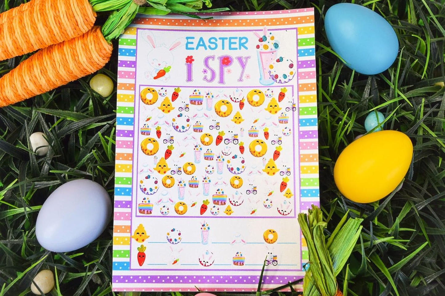 Easter Word Scramble and Scavenger Hunt 10 Pack 5"x7" Fill‑In Game Cards, Fun Happy Easter Holiday Activity Cards for Kids with Word Puzzle and Search Games by Amanda Creation
