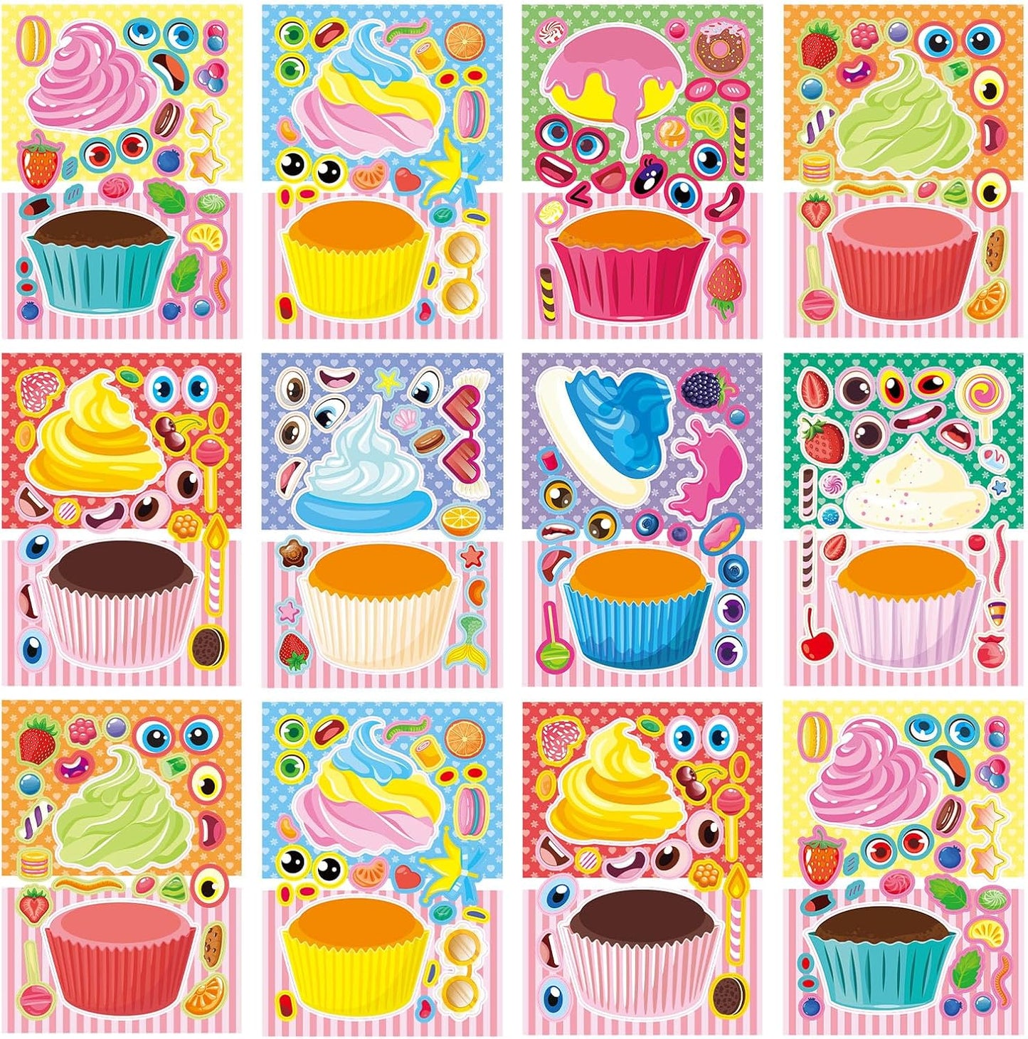 24 Sheets 8.27''×5.9'' Make Your Own Stickers for Kids Toddlers, Make a Face Stickers Mix and Match with Unicorns Dinosaur Horse and Sea Animals for Kids Party Favors Activities