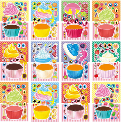 24 Sheets 8.27''×5.9'' Make Your Own Stickers for Kids Toddlers, Make a Face Stickers Mix and Match with Unicorns Dinosaur Horse and Sea Animals for Kids Party Favors Activities