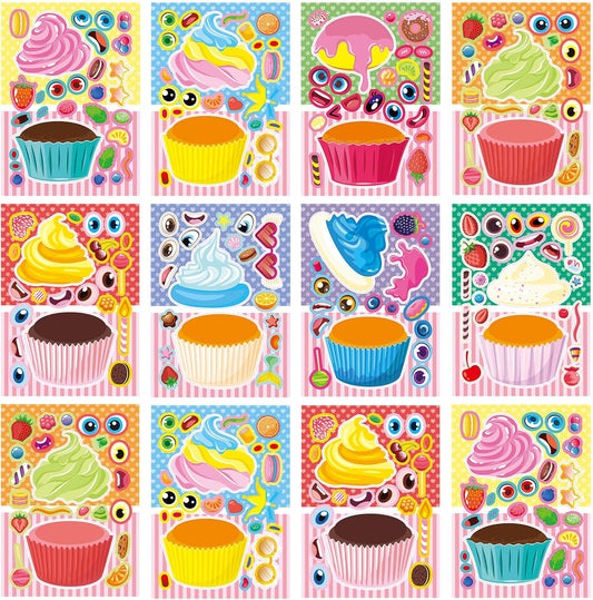 24 Sheets 8.27''×5.9'' Make Your Own Stickers for Kids Toddlers, Make a Face Stickers Mix and Match with Unicorns Dinosaur Horse and Sea Animals for Kids Party Favors Activities