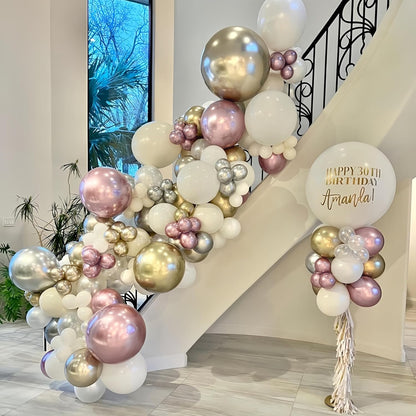 Sage Green and Dusty Pink Balloons, Retro Pink Muted Green White Gold Baby in Bloom Balloons for Girls Women Floral Fairy Wildflower Camping Birthday Woodland Baby Shower Garden Tea Party Decorations