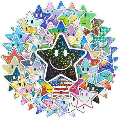 50PCS Smiling Stickers, Cute Water Bottle Stickers for Kids, for Teaching Rewards, Notebooks, Stationery, Luggage, Cartoon PVC Happy Stickers