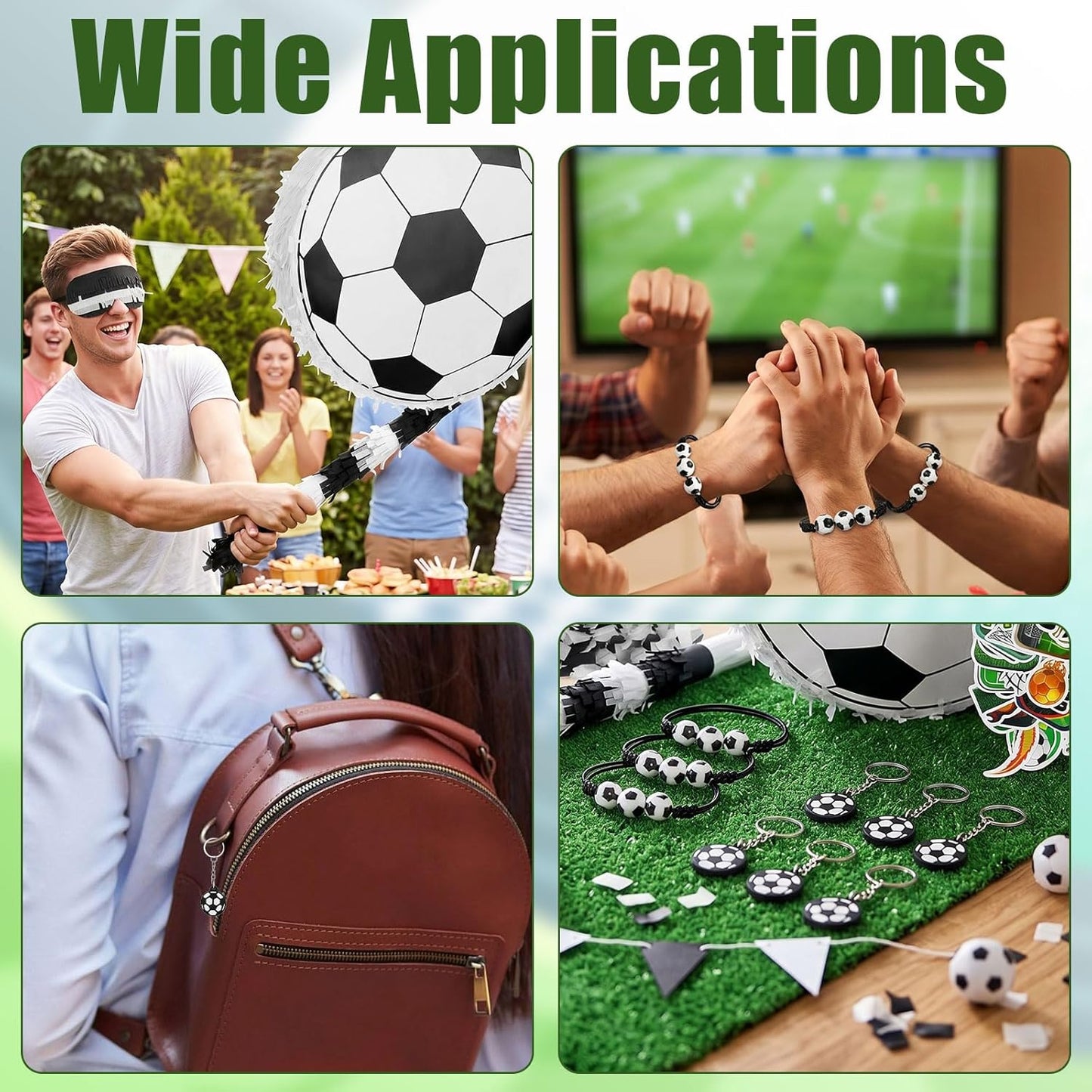 78 Pcs Soccer Piñata Set Soccer Party Favors Include Ball Pinata Blindfold Stick Confetti and Sports Bracelets Mini Keychains Bulk Stickers for Adult Sports Themed Birthday Decorations Party Supplies