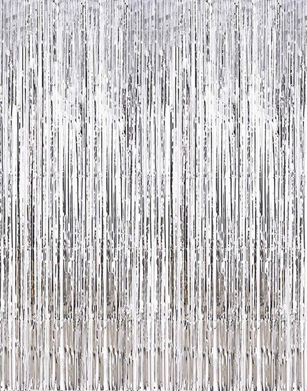 i-CHONY 2 Pcs 3.2ft x 8.2ft Champagne Gold Metallic Tinsel Foil Fringe Curtains Photo Booth Backdrop for Baby Shower Birthday Wedding Holiday Celebration Bachelorette Party Decorations