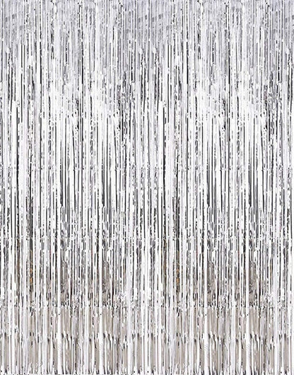 i-CHONY 2 Pcs 3.2ft x 8.2ft Champagne Gold Metallic Tinsel Foil Fringe Curtains Photo Booth Backdrop for Baby Shower Birthday Wedding Holiday Celebration Bachelorette Party Decorations
