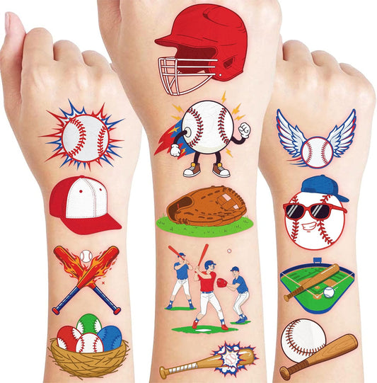 60 PCS Baseball Sports Pre-Cut Temporary Tattoos for Kids | Super Cute Baseball Themed Birthday Party Favors, Supplies, Decorations, Fake Tattoo Stickers, School Rewards & Gifts Boys & Girls, Carnival
