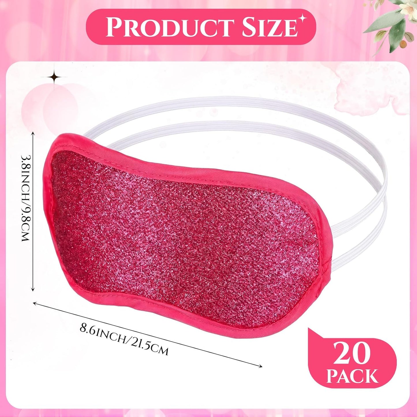 Chicingyou 12 Pcs Glitter Eye Mask Bulk Sleep Masks Eye Cover for Party Gifts Blindfold with Adjustable Elastic Strap for Bachelorette Party Supplies Women Men(Hot Pink)