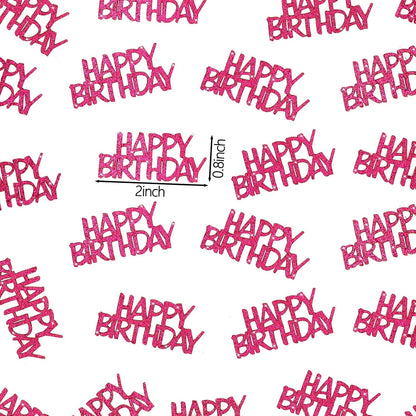 Pink Happy Birthday Confetti - Girl Birthday Party Decorations - Light Pink Glitter Scatters for Baby Girl Party Table Decor Supplies - 100PC