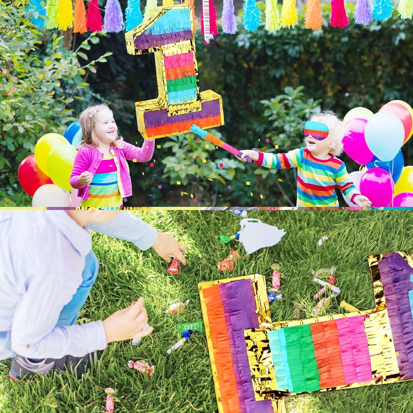 Dinosaur Pinata - Dinosaur Decorations with a Blindfold and Bat for Boys Girls Animal Themed Birthday Party Kids Classroom Game Decorations Supplies (15.7 x 11.4 x 3.1 Inches)