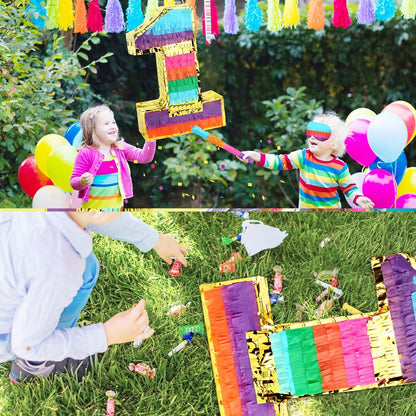 Dinosaur Pinata - Dinosaur Decorations with a Blindfold and Bat for Boys Girls Animal Themed Birthday Party Kids Classroom Game Decorations Supplies (15.7 x 11.4 x 3.1 Inches)