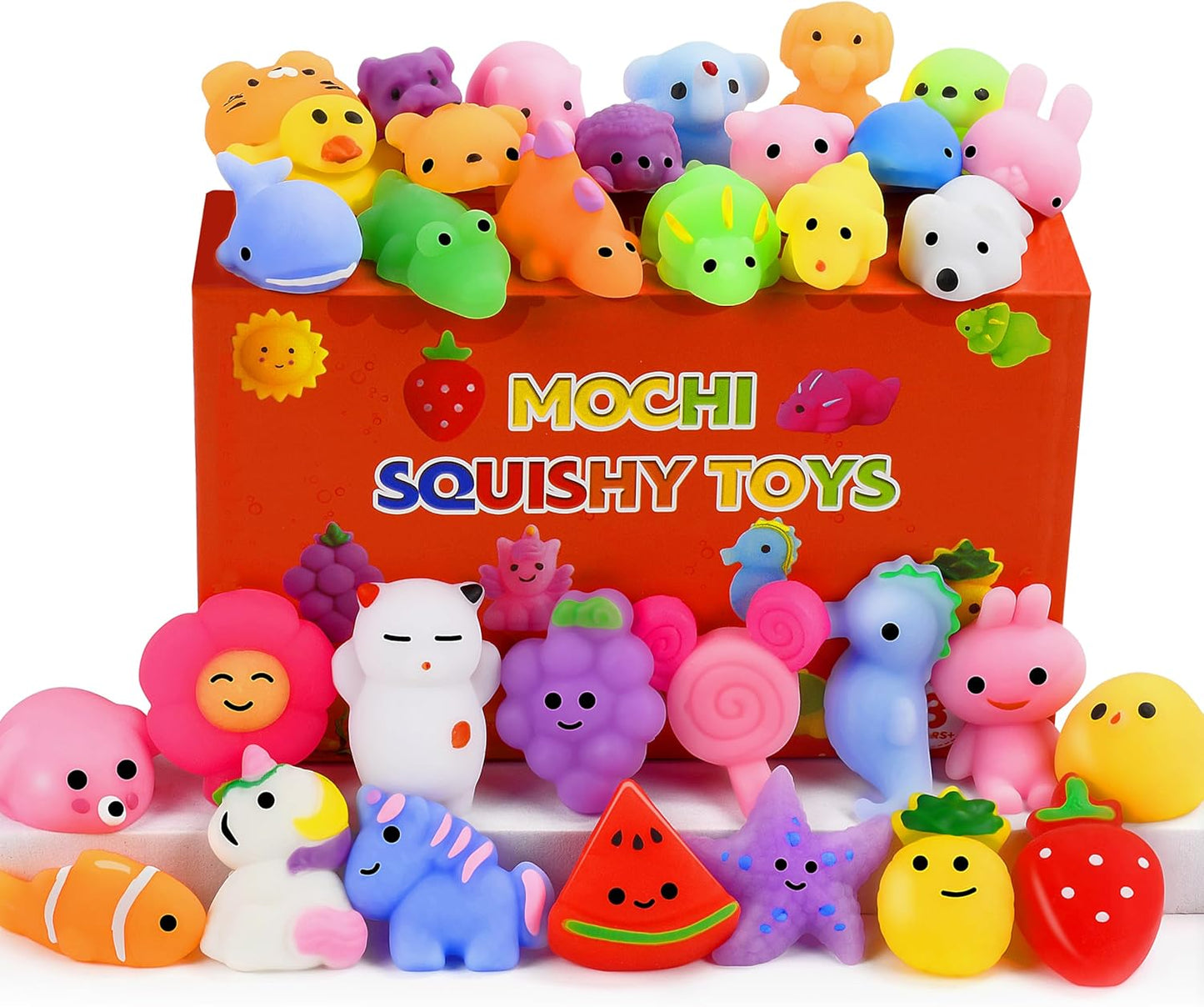 150 Pack Mochi Squishy Toys Kawaii Squishies Stress Relief Toys Pack Boys Girs Party Favors Bulk Birthday Gifts Valentines Day Gifts for Kids Easter Egg Fillers Easter Hunt Basket Pinata Stuffers
