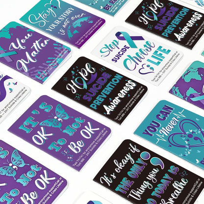 Cinrobiye 24 Pcs Suicide Prevention Awareness Mini Pocket Notebook Bulk Teal Purple Ribbon Motivational Notebook for Suicide Prevention Month Charity Mental Health Care Seminar Party Favors Gifts