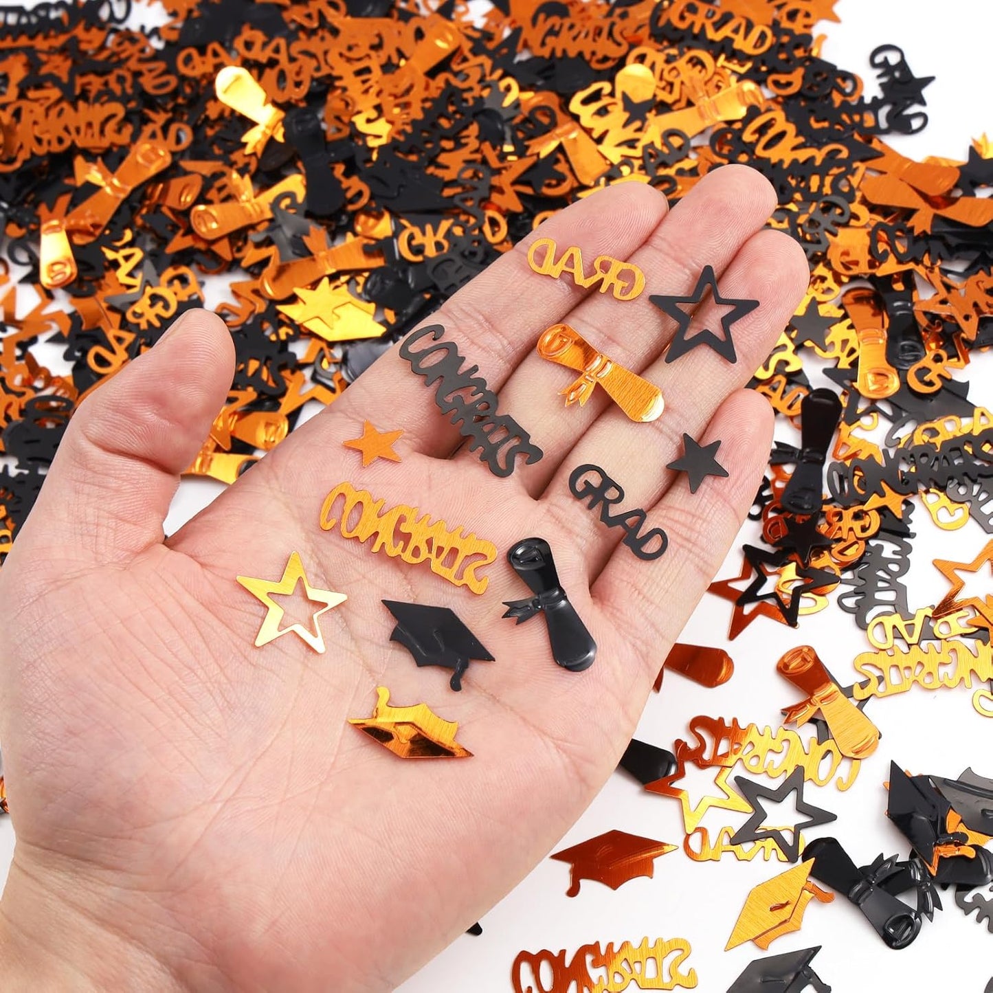 Gold and Black Graduation Confetti 2026, 1000 Pcs Congrats Grad Confetti Class of 2026 Party Table Centerpiece for 2026 Graduation Party Decorations
