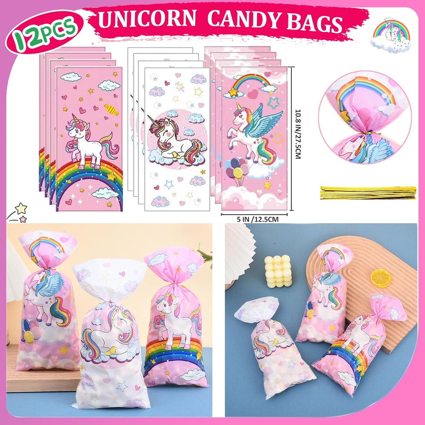 CIRDOTSH Unicorn Party Favors - Kids' Birthday Supplies, Goodie Bags Decorations, Fillers & Toys - Pink