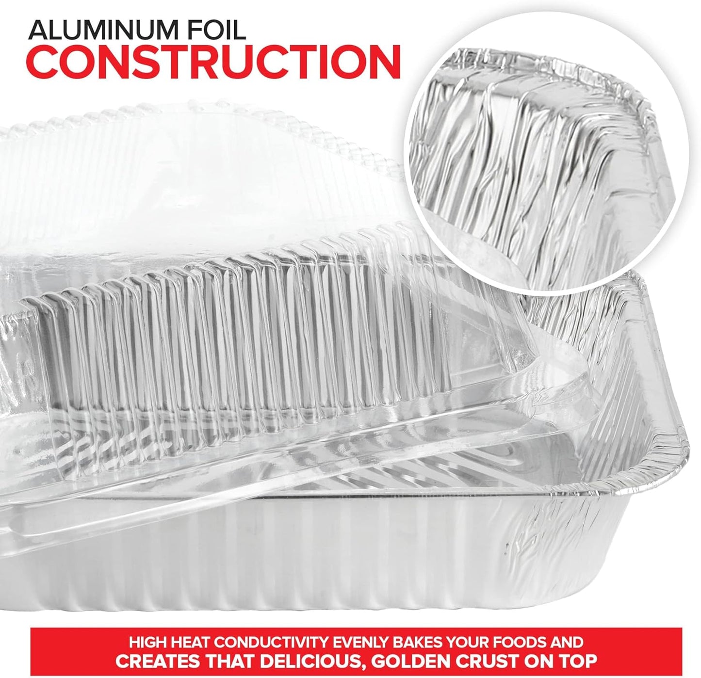 Stock Your Home Aluminum Pans 9x13 Disposable Foil Pans (30 Pack) - Half Size Steam Table Deep Trays - Tin Foil Pans Great for Cooking, Heating, Storing, Prepping Food