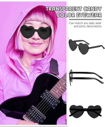 Frienda 8 Pairs Heart Shaped Sunglasses for Women Rimless Heart Glasses Candy Color Sunglasses for Party Favor