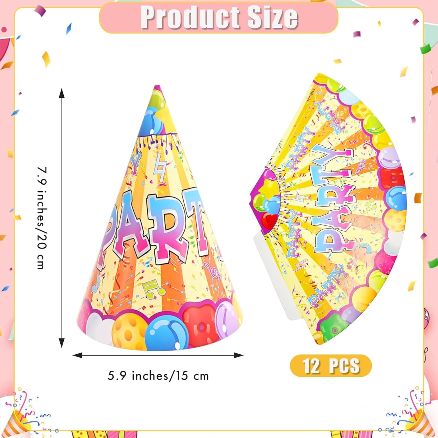 CANREVEL 12 PCS Party Hats for Adults, Party Headwear, Happy Birthday Hats, Birthday Party Decorations for Women Men