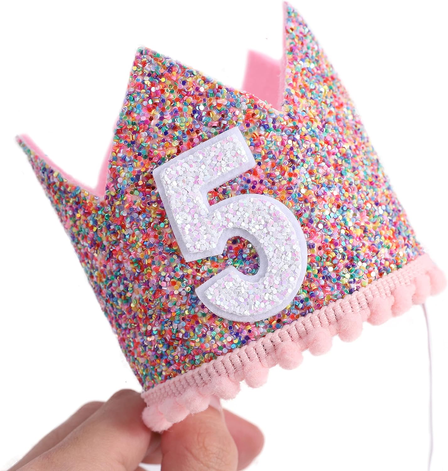 Rainbow Crown - 4th Birthday Party Glitter Crown, Kids Birthday Hats, Baby Photo Props, Little Girls Hair Accessories