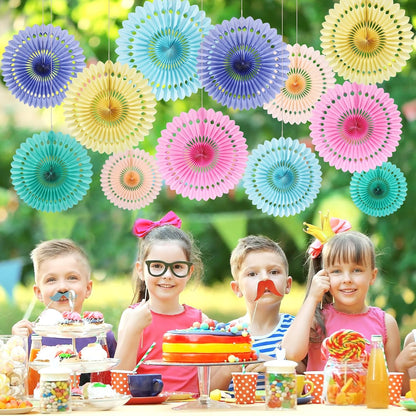 BestoFun 12PCS Paper Fans Hot Pink Party Decorations Tissue Paper Flowers Decorations Hanging Honeycomb Round Paper Fans Decoration for Girl Groovy Birthday Baby Shower Wedding