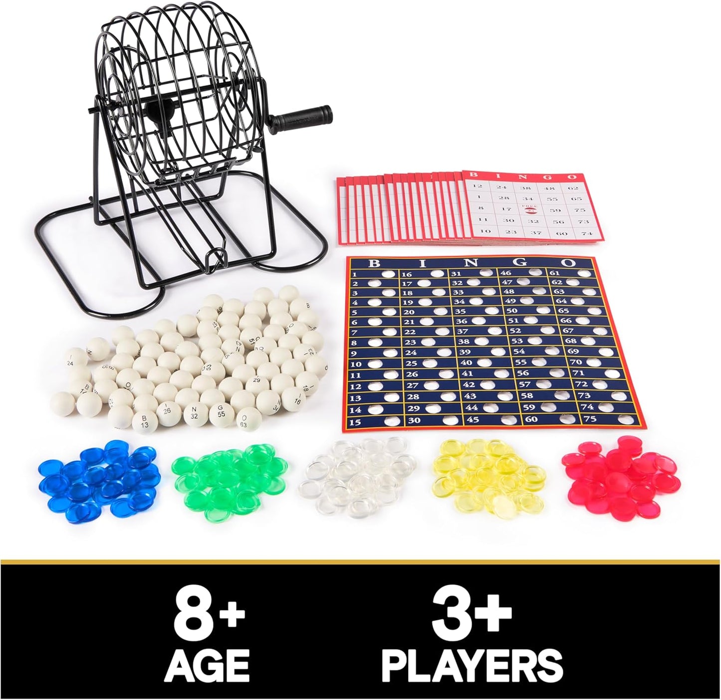 Spin Master Games, Cardinal Classics, Deluxe Metal Bingo Game Cage with Numbered Balls, Bingo Cards, Bingo Daubers Markers, for Ages 8 & Up