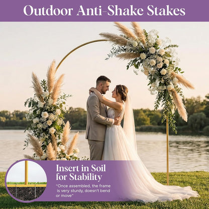 3 Pack Gold Metal Arch Backdrop Stand Set - 6FT, 5FT, 4FT Balloon Stand for Weddings Ceremony, Parties, and Baby Showers - Door Frame Backdrop Stand