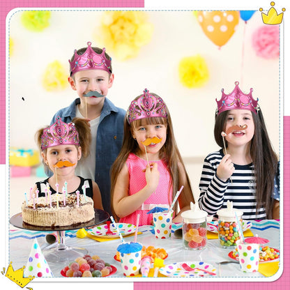 Yaomiao 44 Pcs Birthday Foam Crowns for Kids Princess Tiaras King Hat Bulk Diamond Sticker Kits for Crown Party Supplies
