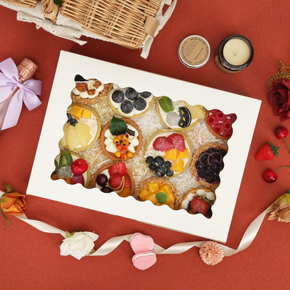 TOMNK 30pcs Cookie Boxes, 14x10x2.5 Inch Large Treat Boxes with Window for Treats, Pies, Chocolate Strawberries Muffins, Donuts, Dessert