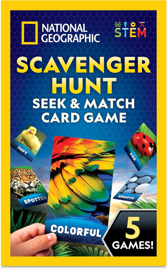 National Geographic Scavenger Hunt for Kids- Seek & Match to Find Objects from 40 Jumbo Treasure Hunt Cards, Indoor and Outdoor Activities, Family Travel Camping Games, Toddlers and Kids Ages 4-8