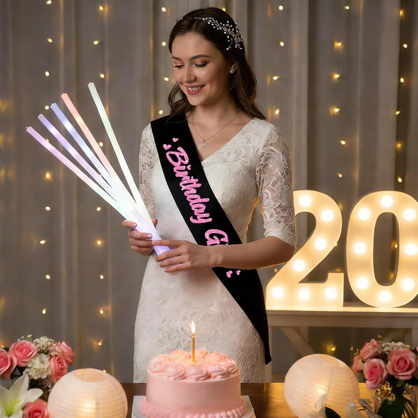 ‘Birthday Girl' Birthday Sash Royal Blue with Glitter Silver Letters Birthday Sash for Women, Sweet 16, 18th 21st B-day Sash