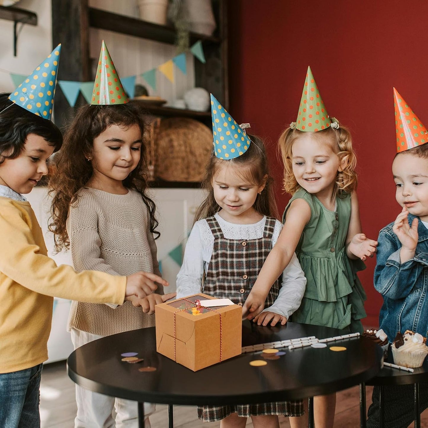 20Pcs 8 Inch Cake Boxes with Window, 8x8x5 Inches Brown Bakery Boxes, Cake Carrier Container for Pastries, Pie, Cookies, Chocolates, Cupcakes, Birthday Party, Wedding