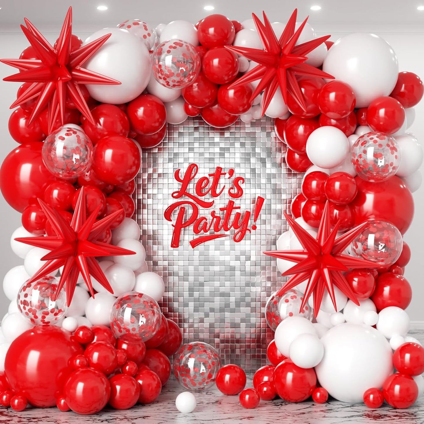 153Pcs Black and Silver Balloons Garland Arch Kit with Stars - 22 18 12 10 5 inch Different Size Black Metallic Silver Confetti Latex Balloon for Birthday Graduation New Year Party Decorations