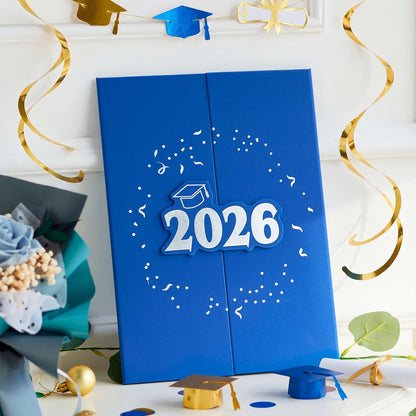 JOYIN 2026 Graduation Guest book Alternative, 12" Blue & Gold Graduation Party Decorations Signature Congrats, Class of 2026 Grad Card for High School College Grad Gift, Party Guest Signing Cardboard