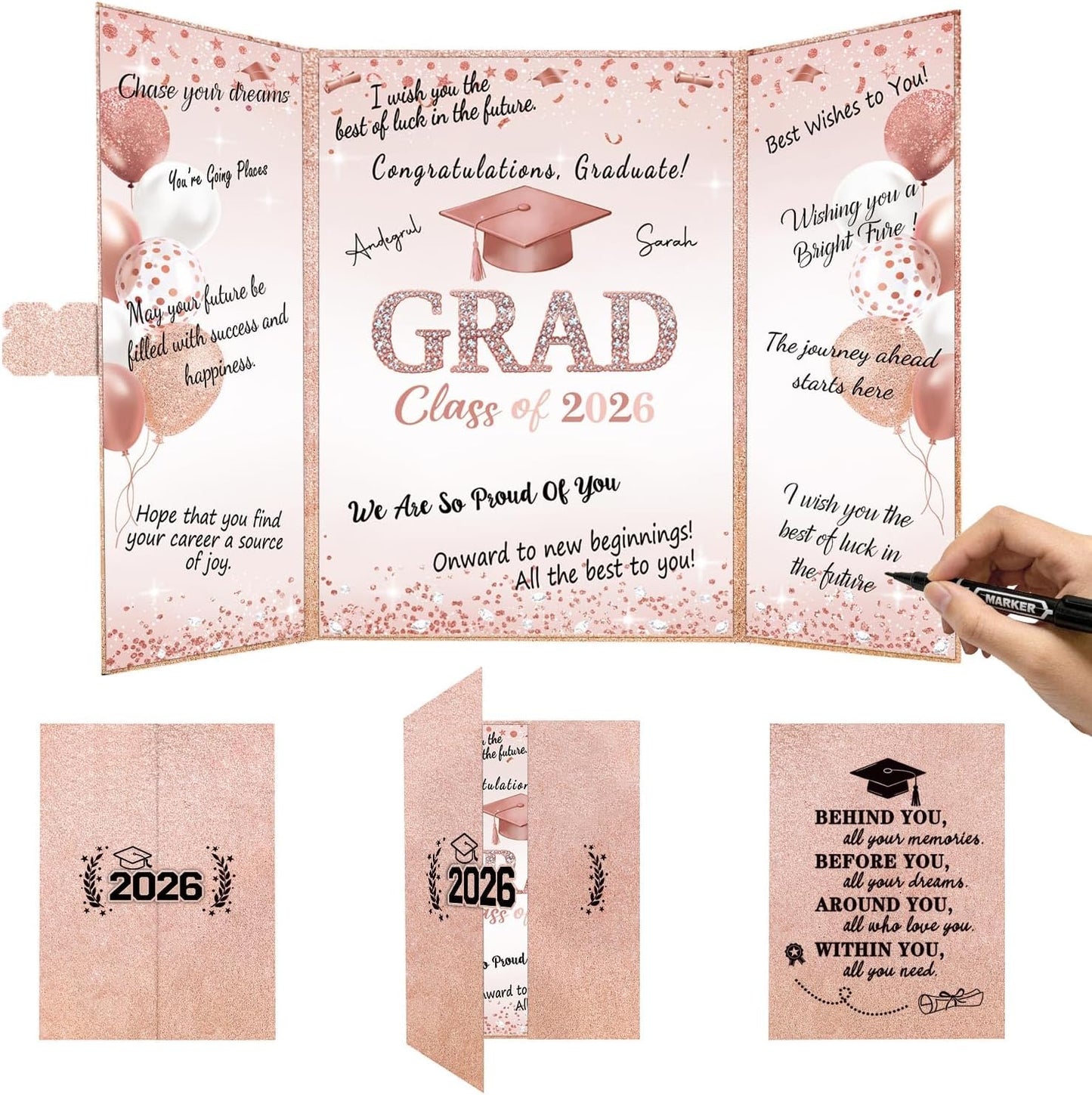 QIYANPAX Graduation Guest Book 2026, Blue and Gold Graduation Decorations Class of 2026, Graduation Signature Book, Congrats Grad Guest Book Alternative, Unique Graduation Gifts