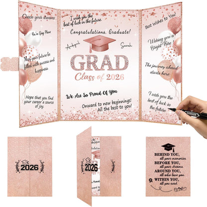 QIYANPAX Graduation Guest Book 2026, Blue and Gold Graduation Decorations Class of 2026, Graduation Signature Book, Congrats Grad Guest Book Alternative, Unique Graduation Gifts