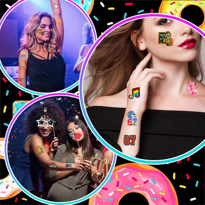 Konsait 40 Pcs Single Sheet Six Seven 67 Temporary Tattoos 67 Decorations Tattoos Stickers Party Supplies for 6 7 Party Favors and 6 7 Birthday Decorations