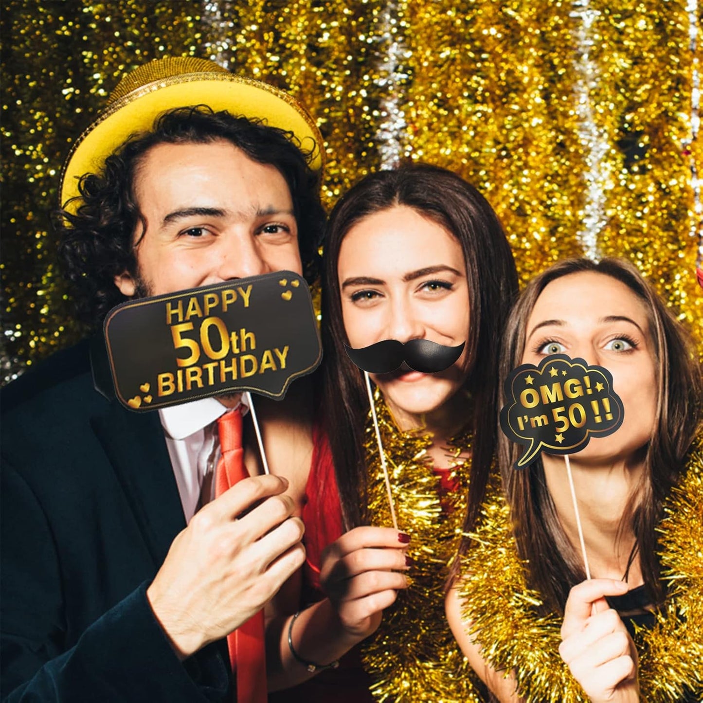 40th Birthday Photo Booth Props, LMSHOWOWO Inflatable Photo Booth Frame, Giant Black Gold Inflatable Selfie Frame, Birthday Party Photo Props, for Women Men Birthday Party Decorations, Random Style