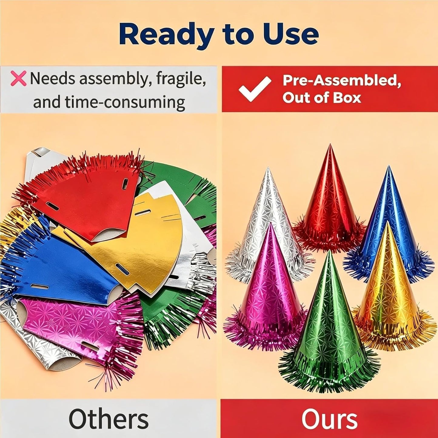 Pre-Assembled Party Hats for Kids, Birthday Hats for Kids & Adults