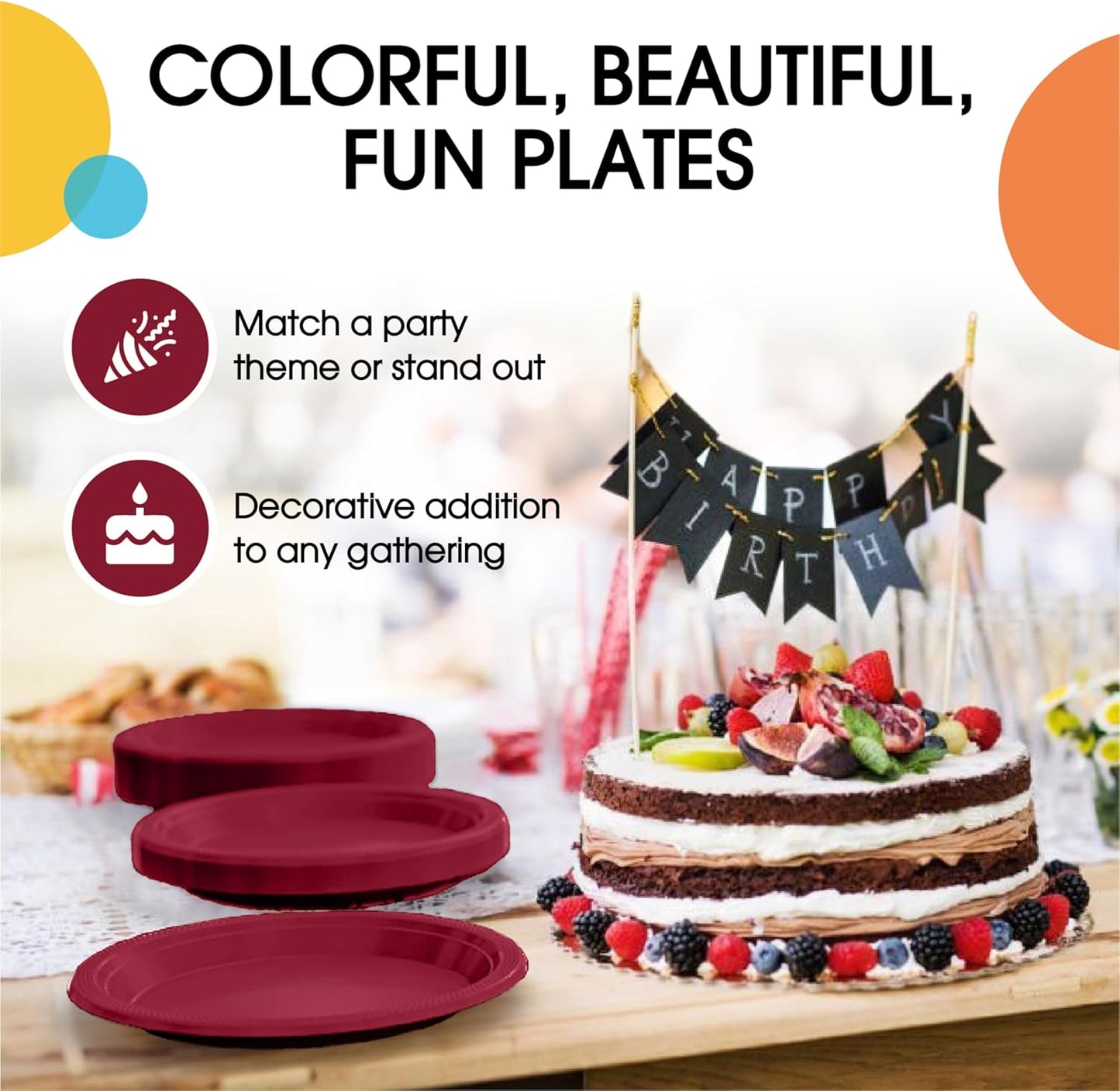 Exquisite Party Solids Red Plastic Plates For Party Supplies 10" Red Disposable Plates Heavy Duty 50 Pcs Plastic Dinnerware Sets Heavy Duty 350 GSM Disposable Dinnerware Set