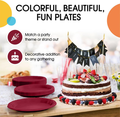 Exquisite Party Solids Red Plastic Plates For Party Supplies 10" Red Disposable Plates Heavy Duty 50 Pcs Plastic Dinnerware Sets Heavy Duty 350 GSM Disposable Dinnerware Set