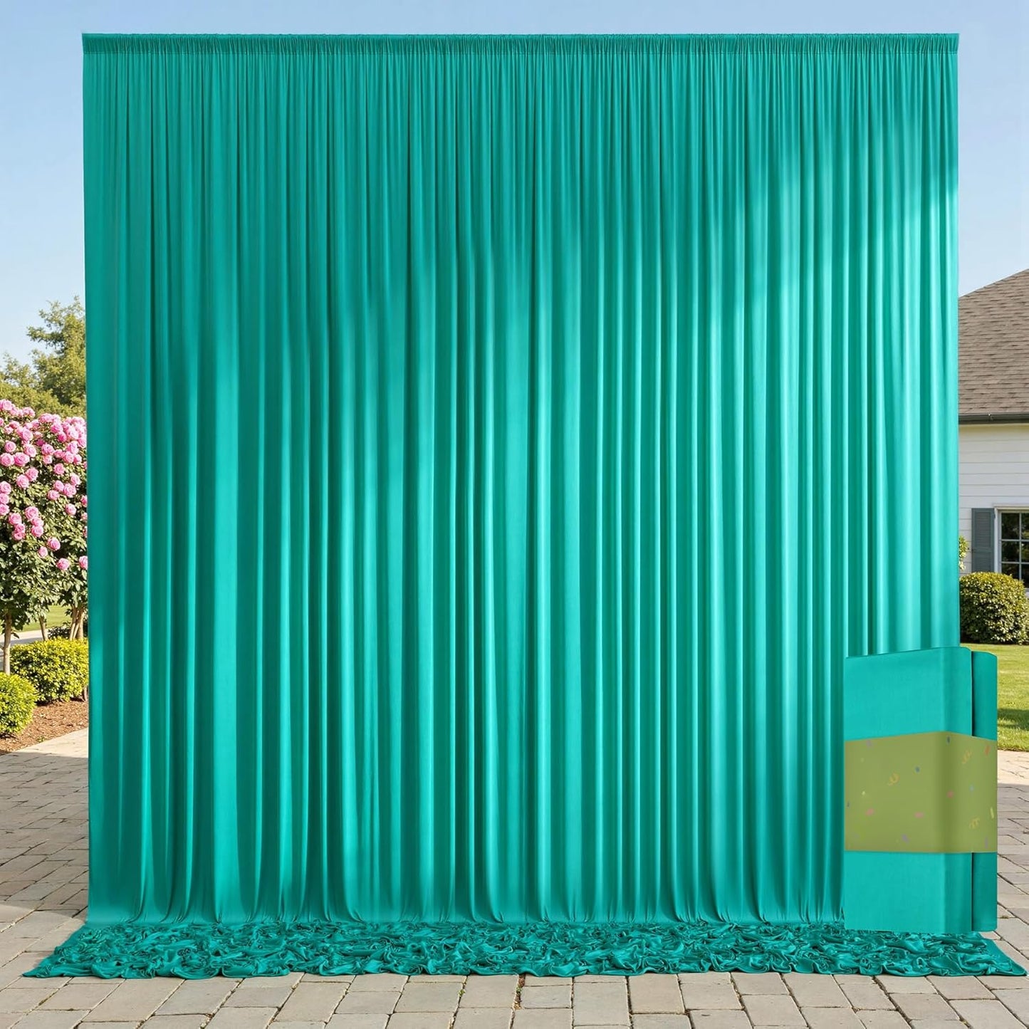 10ftx10ft Black Backdrop Curtains for Weddings Parties, Wrinkle Free 2 Panels Silky Polyester Photo Backdrop Drapes Back Drop Cloth Drapery for Birthday Mother'sDay Photography Background