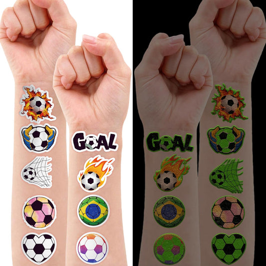 96 PCS Soccer Ball Pre-Cut Temporary Tattoos Themed Birthday Party Decorations Favors Supplies Decor Europa World Cup Football Sports Player Tattoo Stickers Gifts For Game Boys Girls Class (Normal)