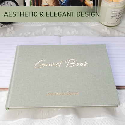 Lankaiva Wedding Guest Book, Guest Book Wedding Reception - Classic Baby Shower Guest Book, 100 Blank Pages for Bridal Shower Birthday Graduation Sign in and Photos, Beige