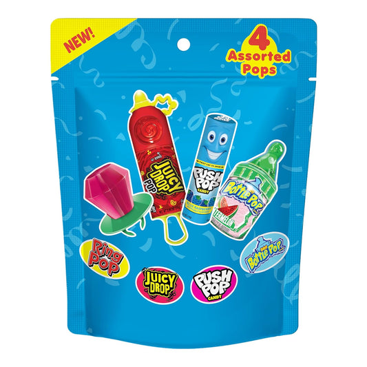 Candy Variety Pack, 18 Count Assorted Lollipops, Bulk Individually Wrapped Ring Pop, Push Pop, Baby Bottle Pop & Juicy Drop, Ideal for Birthdays, Party Favors for Kids & Hard Candy Gifts
